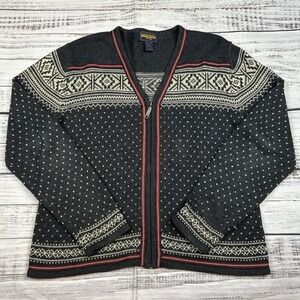 VTG Woolrich Women's Nordic Ramie Cotton Full Zip Cardigan Sweater Sz M Gray